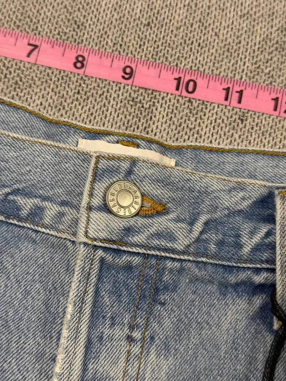 AGOLDE Sideline Fold Waistband Denim Shorts Women 33 Light